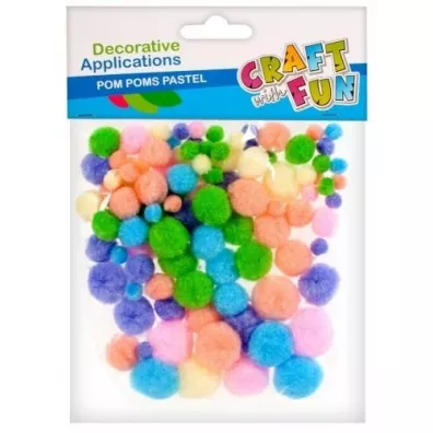 Craft with Fun Ozdoba dekoracyjna pastelowe pompony 24 szt.