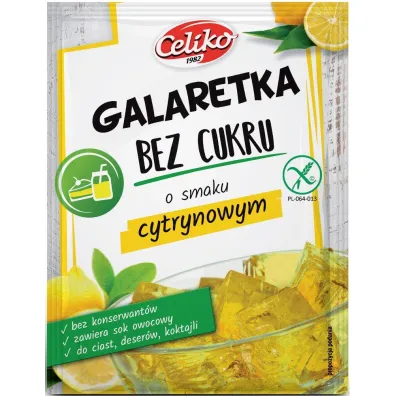 Celiko Galaretka bez cukru o smaku cytrynowym bezglutenowa Zestaw 4 x 14 g
