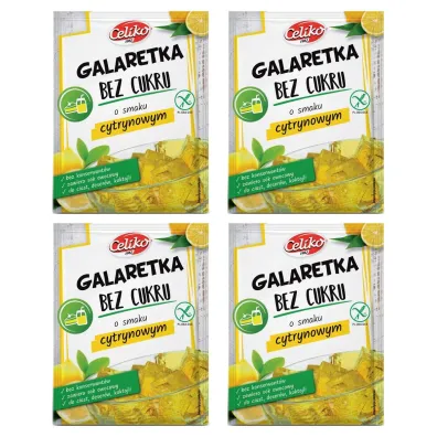 Celiko Galaretka bez cukru o smaku cytrynowym bezglutenowa Zestaw 4 x 14 g