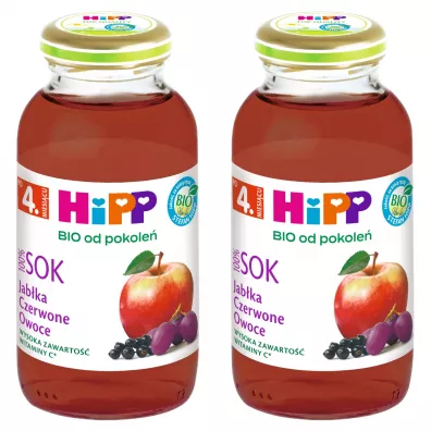 Hipp Sok 100% jabka czerwone owoce po 4. miesicu zestaw 2 x 200 ml Bio