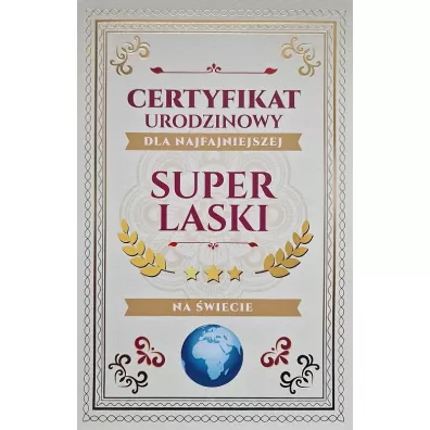 Yeku Karnet Certyfikat Urodzinowy Super Laski
