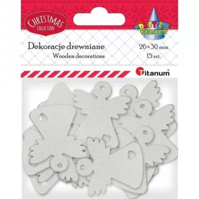 Titanum Drewniane anio�y a�urowe bia�e 15 szt.