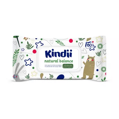 Kindii Natural Balance chusteczki nawil�aj�ce dla niemowl�t i dzieci. 60 szt.