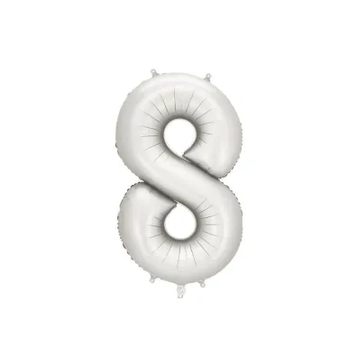 PartyDeco Balon foliowy cyfra 8 86cm srebrny