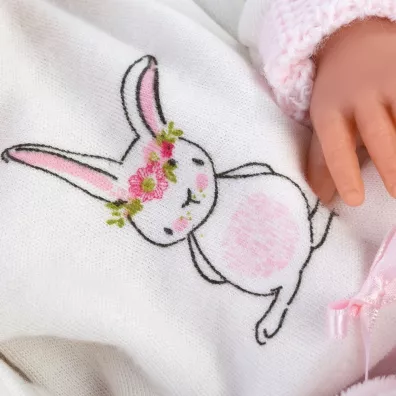 Lalka bobas Bimba na rowej poduszce Llorens