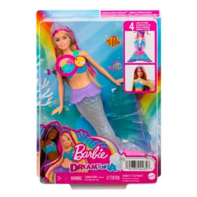Barbie Malibu Syrenka Migoczce wiateka Lalka HDJ36 Mattel