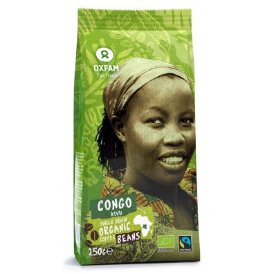 Oxfam Fair Trade Kawa ziarnista Arabica 100% z okolic jeziora Kivu fair tade 250 g Bio