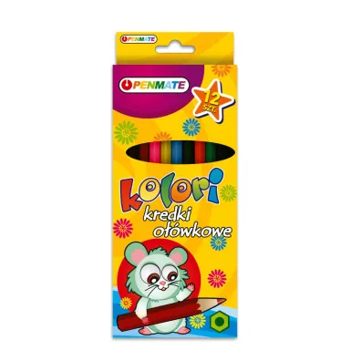 Penmate Kolori Kredki o��wkowe sze�ciok�tne Dino 12 szt.