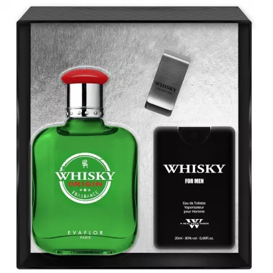Evaflor Zestaw w�d toaletowych Whisky Orgin + Mini + Klips na banknoty 100 ml + 20 ml