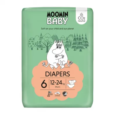 Muumi Baby Moomin Baby, Pieluszki 6 Junior (12-24 kg), Eko 34 szt.