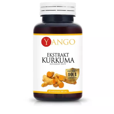 Yango Kurkuma - ekstrakt 10:1 + sproszkowany korze + piperyna Suplement diety 60 kaps.