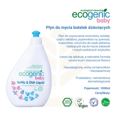Ecogenic P�yn do mycia butelek, smoczk�w i zabawek, bezzapachowy 500 ml