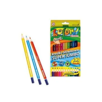 Penmate Kolori Premium Kredki o��wkowe tr�jk�tne Jumbo + temper�wka 12 kolor�w - Kredki o��wkowe Premium tr�jk�tne Jumbo