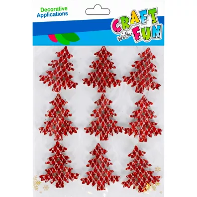 Craft with Fun Ozdoba dekoracyjna samoprzylepna Eva Choinka brokatowa 9 szt.