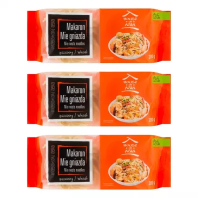 House of Asia Makaron mie gniazda Zestaw 3 x 200 g