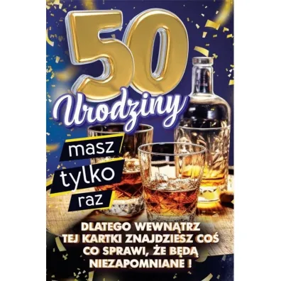 Yeku Karnet Urodziny z nak�adk� na butelk� 50
