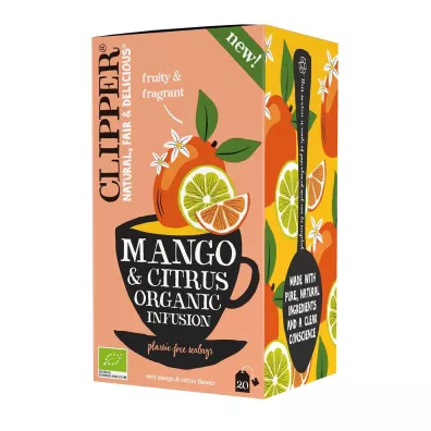 Clipper Herbatka o smaku mango i owoc�w cytrusowych 20 x 1.8 g Bio