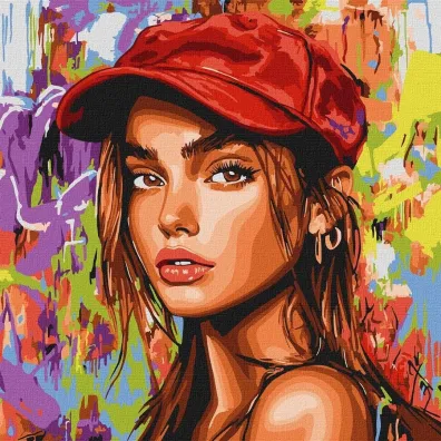 Ideyka Malowanie po numerach-Nowoczesny Czerwony Kapturek 40x40cm