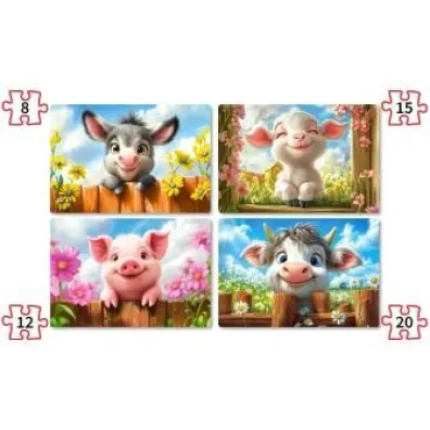 Puzzle 4w1 Cute Animals CASTORLAND B-041084