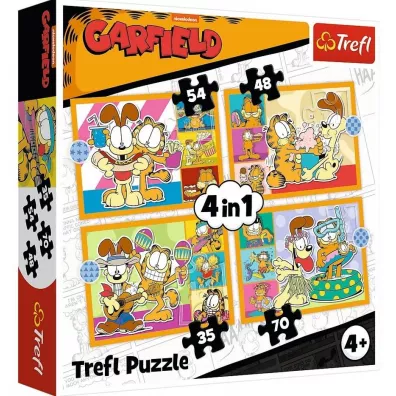Puzzle 4w1 Garfield kocha lazani TREFL