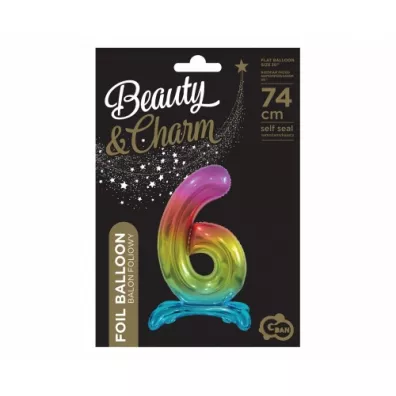 Godan Balon foliowy B&C Cyfra stoj�ca 6 t�czowa BC-AST6 74cm