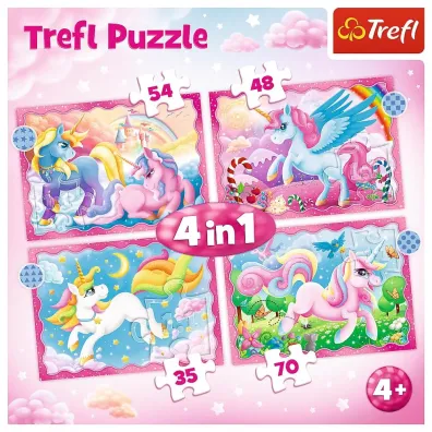 Puzzle 4w1 - Jednoro�ce i magia (35+48+54+70 el.) Trefl