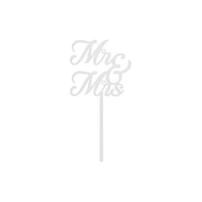 PartyDeco Topper akrylowy na tort MR & MRS bia�y 16.5cm