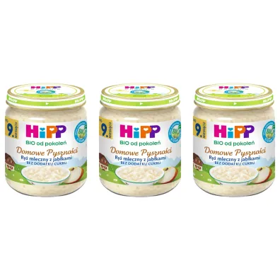 Hipp Domowe Pyszno�ci Ry� mleczny z jab�kami po 9. miesi�cu zestaw 3 x 200 g Bio
