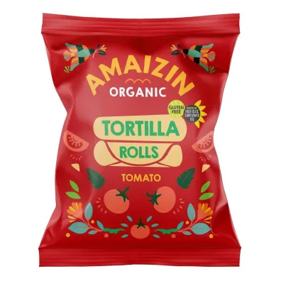 Amaizin Chipsy tortilla kukurydziane pomidorowe bezglutenowe 100 g Bio