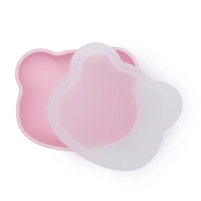 Silikonowa miseczka z przyssawk� i pokrywk� mi� - powder pink (uszkodzone opakowanie)
