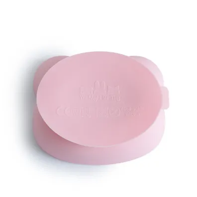 Silikonowa miseczka z przyssawk� i pokrywk� mi� - powder pink (uszkodzone opakowanie)