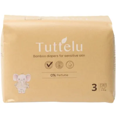 Tuttelu Bambusowe pieluszki jednorazowe, rozmiar 3 (5-9 kg) 28 szt.