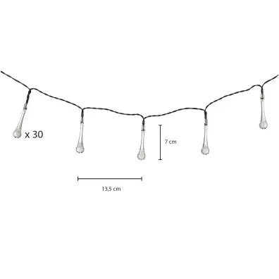 Lampki solarne ogrodowe ezki 6,5m 30LED zimny biay