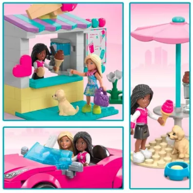 Barbie Mega Klocki Kabriolet i stoisko z lodami