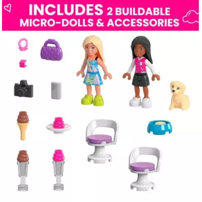 Barbie Mega Klocki Kabriolet i stoisko z lodami