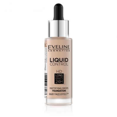 Eveline Cosmetics Liquid Control HD Long Lasting Formula 24H podkad do twarzy z dropperem 030 Sand Beige 32 ml