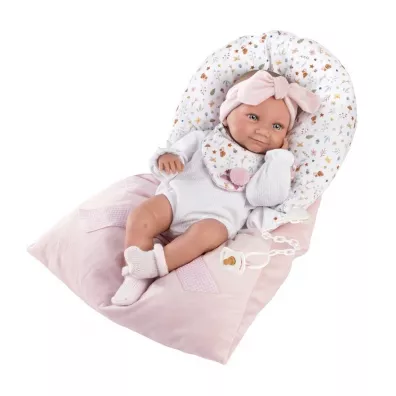 Lalka bobas winylowa Tina w rowym piworze 40cm Llorens