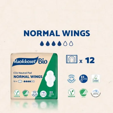Vuokkoset Podpaski ze skrzyde�kami Normal biodegradowalne 12 szt.