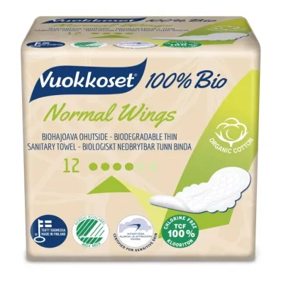 Vuokkoset Podpaski ze skrzyde�kami Normal biodegradowalne 12 szt.
