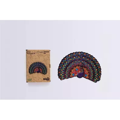 Puzzle drewniane eko 78 el. Luksusowy paw A4 PuzzleOK