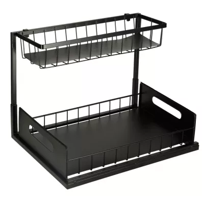 Organizer szafka p�ka kuchenna kosz pod zlew umywalk� wysuwana p�ka pojemnik 2-poziomowy metal