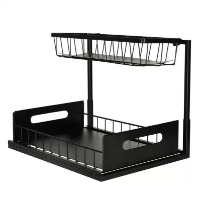 Organizer szafka p�ka kuchenna kosz pod zlew umywalk� wysuwana p�ka pojemnik 2-poziomowy metal