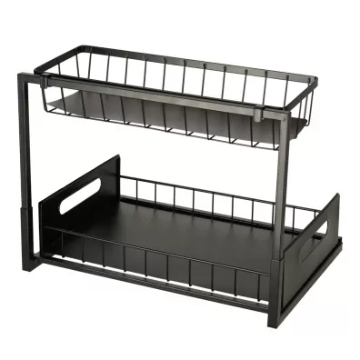 Organizer szafka p�ka kuchenna kosz pod zlew umywalk� wysuwana p�ka pojemnik 2-poziomowy metal