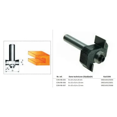 Drel/Condor Condor frez do drewna 8x32x9,4x8mm 305 do rowkowania, z �o�yskiem.