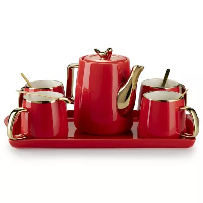 HowHomely Serwis kawowy Noah Red Gold