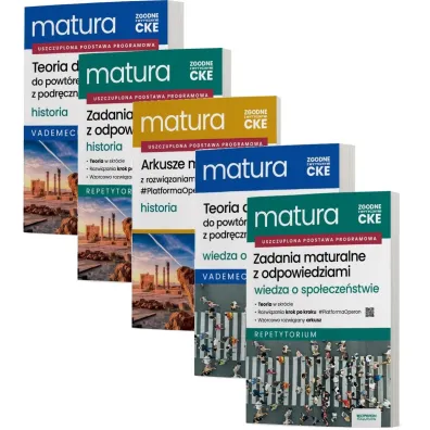 Pakiet Matura 2026. Historia i Wiedza o spo�ecze�stwie. Zakres rozszerzony: Teoria do matury. Vademecum, Zadania maturalne z odpowiedziami, Historia. Arkusze maturalne z rozwi�zaniami krok po kroku. Zakres rozszerzony