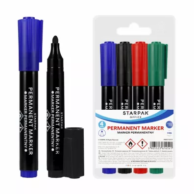 Starpak Marker permanentny okr�g�y w etui 4 szt.