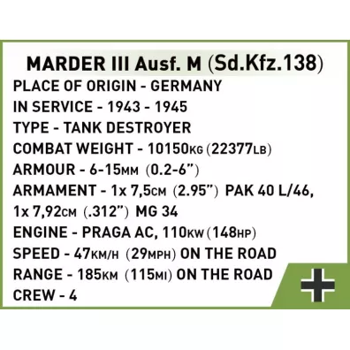 COBI 2282 Historical Collection WWII Niszczyciel czogw Marder III Ausf.M (Sd.Kfz.138) 367 klockw