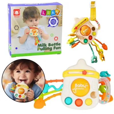 Gryzak grzechotka dla malucha Butelka 3w1 Leantoys