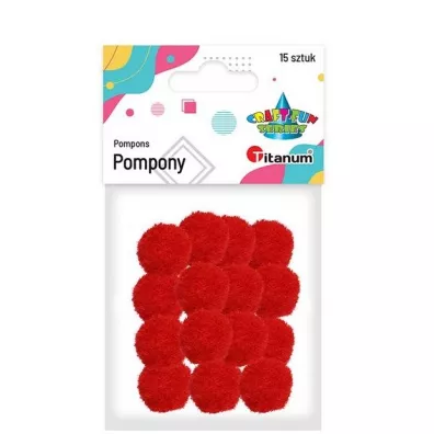 Titanum Pompony poliestrowe czerwony 18 mm